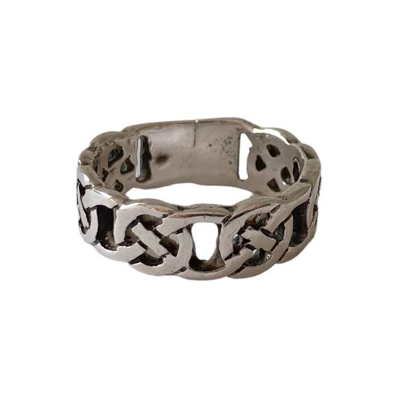 Sterling Silver Celtic Knot Band Ring Sz 8 925 Irish Viking Gaelic Scottish - Picture 3 of 16